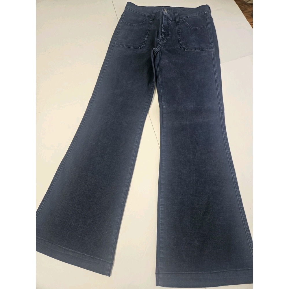 7 For All Mankind Modern Dojo Patch Pocket Flare Wide Jeans Navy Blue Size 29
